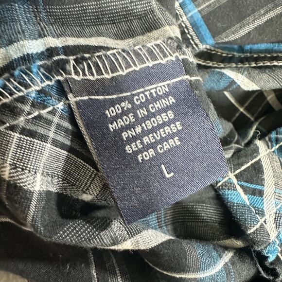 Redsnap Clothing Shirt Mens Large Black/Blue Pearl Snap Western‎ Cowboy - Picture 4 of 9